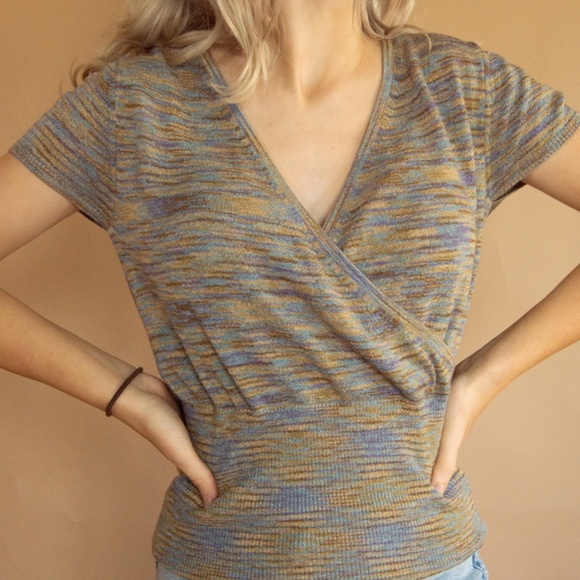 Y2K Veri Peri Melange Wrap Baby Tee - Picture 12 of 14